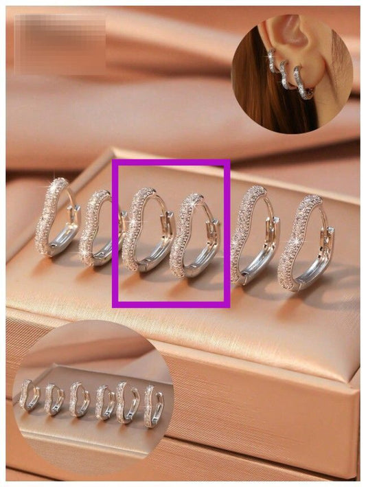 Pave heart hoops - Earrings - Silver - CZs - .6"