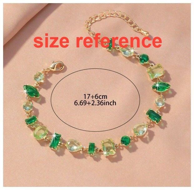 Light and dark green - Bracelet - Gold - CZs - 7-9"