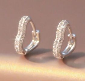 Pave heart hoops - Earrings - Silver - CZs - .5"