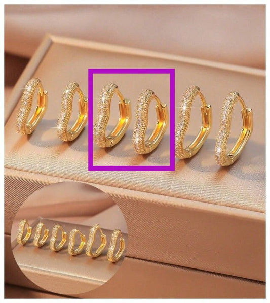 Pave heart hoops - Earrings - Gold - CZs - .6"